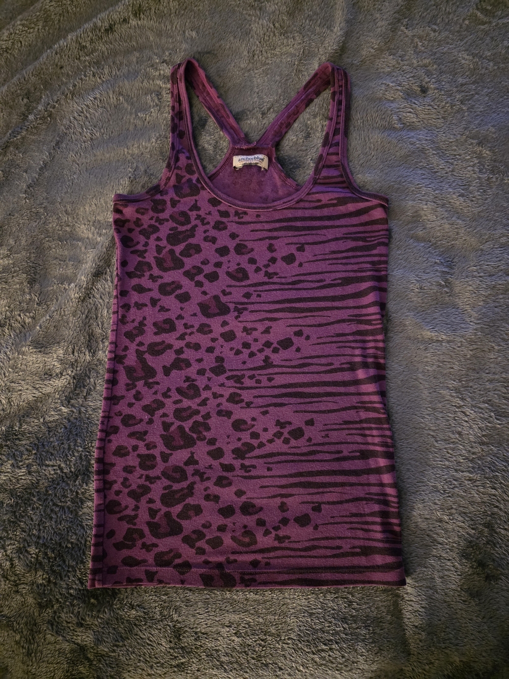 anchor blue Purple & Black Animal Stripe Racerback Tank